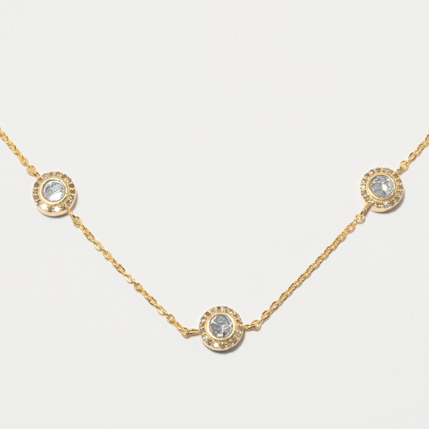 NKL-VRM Dagny Round Gold Vermeil Station Necklace