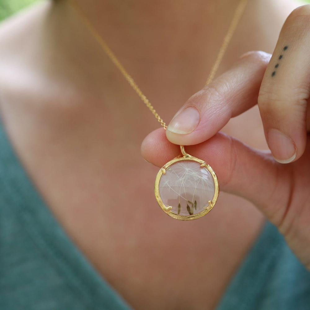 
                      
                        NKL-VRM Dandelion Seed Small Glass Botanical Necklace - 18K Gold Vermeil
                      
                    