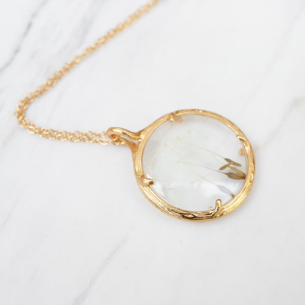 
                      
                        NKL-VRM Dandelion Seed Small Glass Botanical Necklace - 18K Gold Vermeil
                      
                    