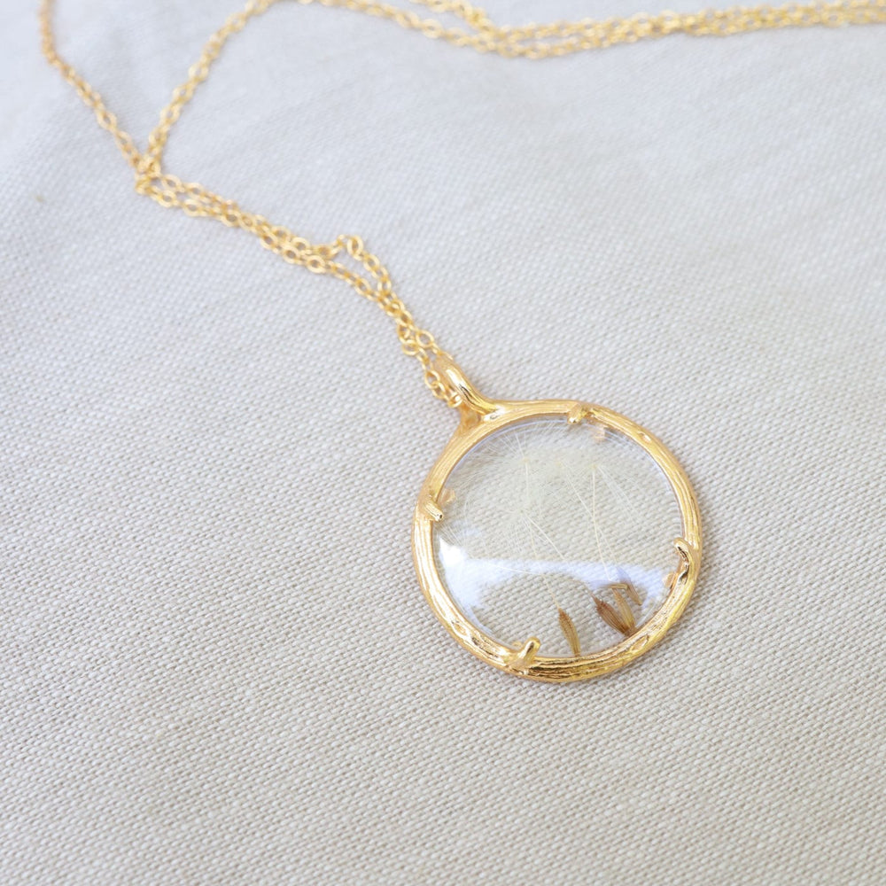 
                      
                        NKL-VRM Dandelion Seed Small Glass Botanical Necklace - 18K Gold Vermeil
                      
                    