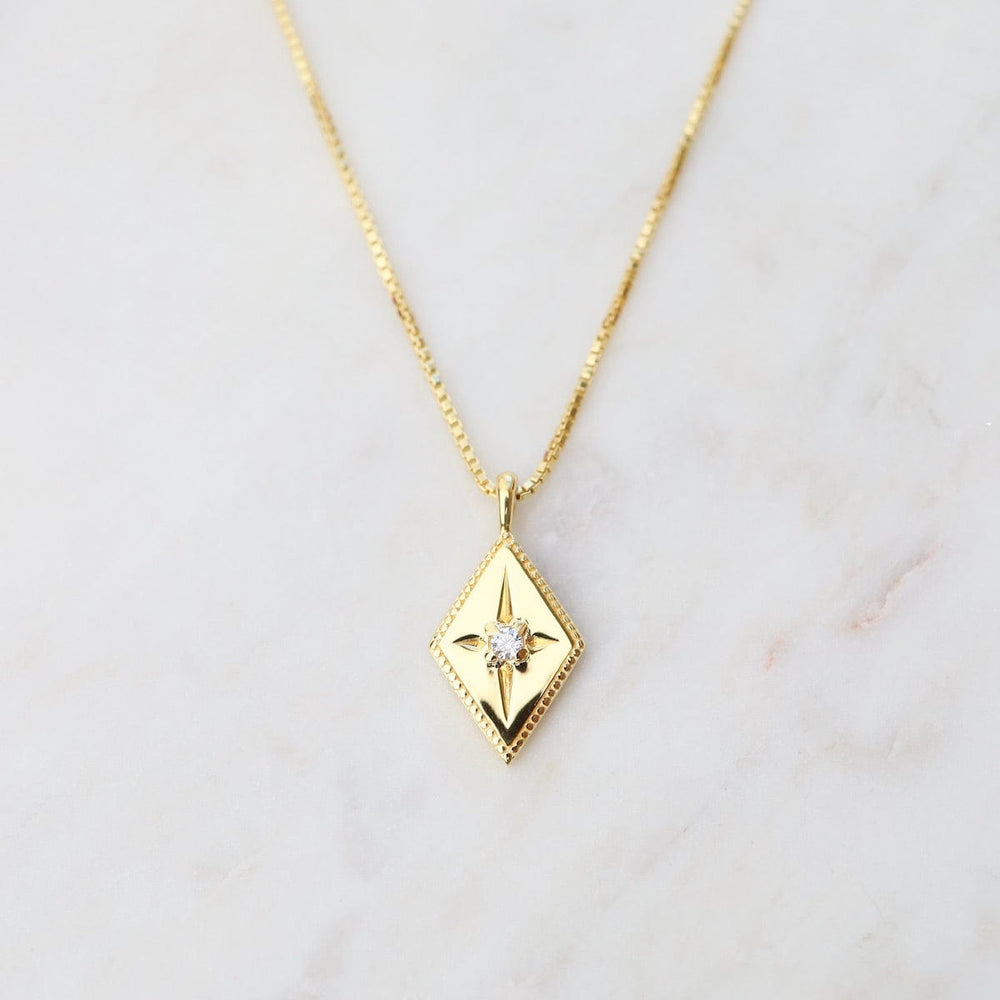 
                  
                    NKL-VRM Diamond Shape with Star-set CZ Box Chain Necklace - Gold Vermeil
                  
                