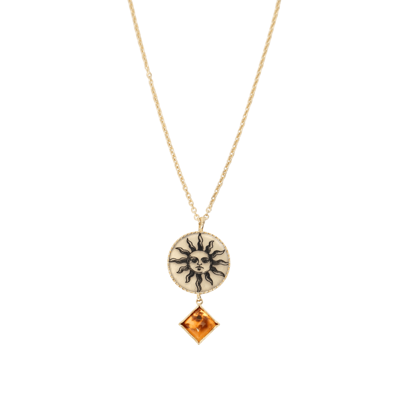 NKL-VRM Droplet Necklace - Sun and Citrine