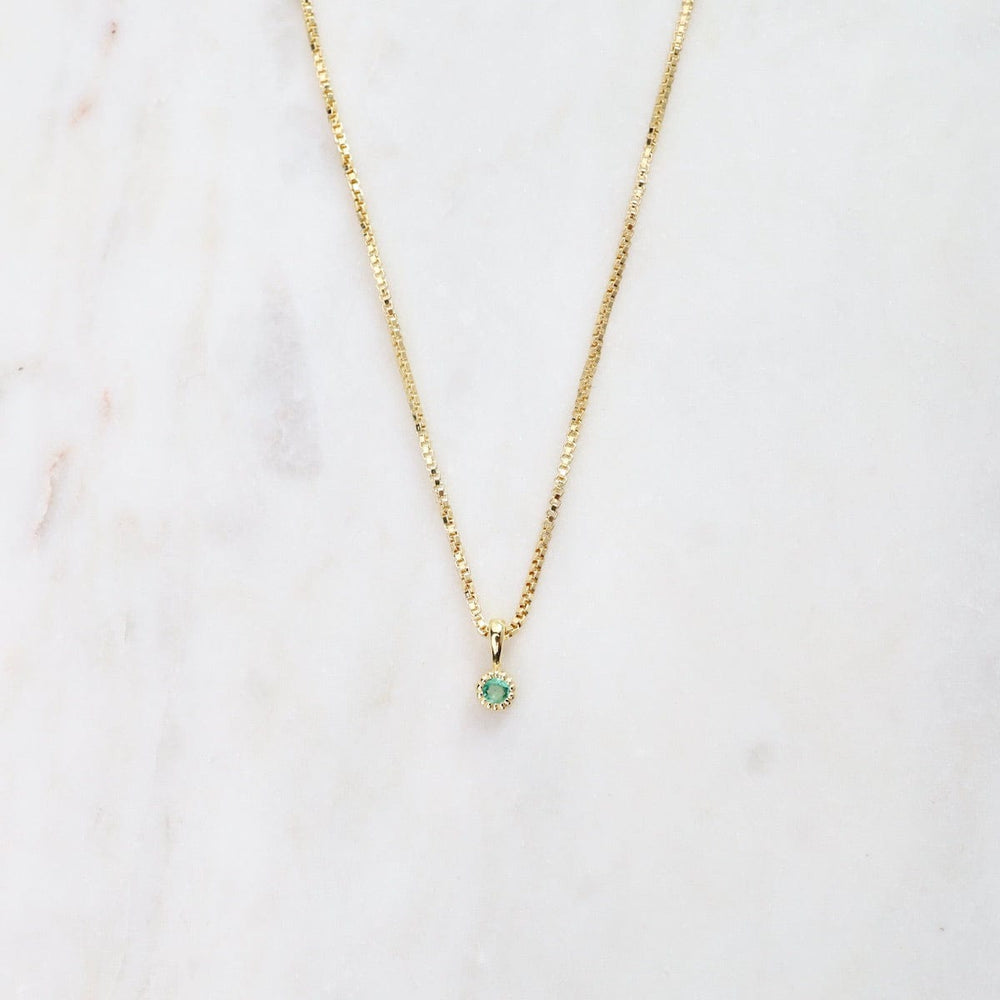 NKL-VRM Emerald with Milgrain Edge Necklace - Gold Vermeil