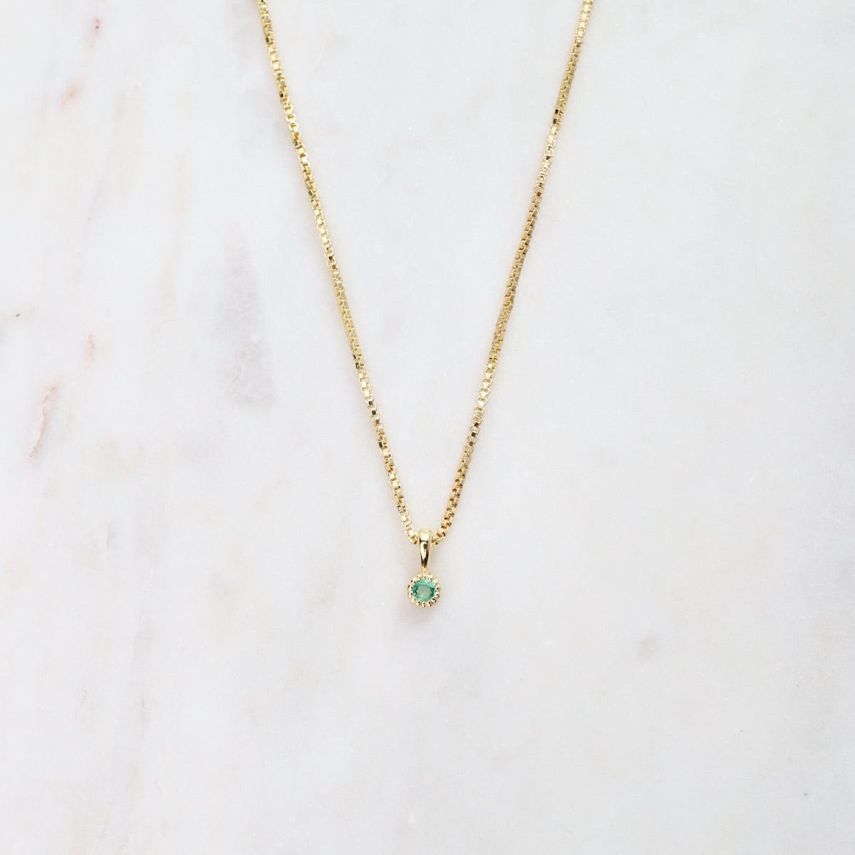 NKL-VRM Emerald with Milgrain Edge Necklace - Gold Vermeil