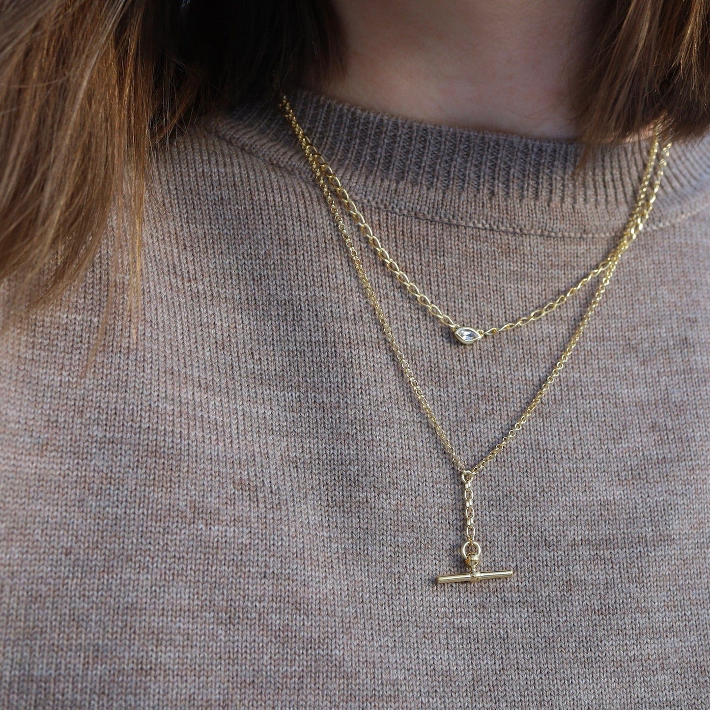 NKL-VRM Front Fob Necklace in Gold Vermeil