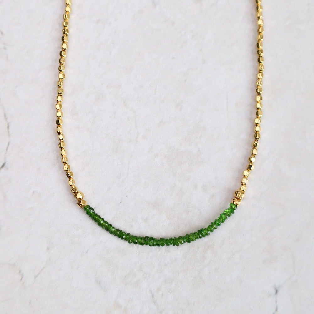 
                      
                        NKL-VRM Gemstone Rondelle Necklace in Green Garnet
                      
                    