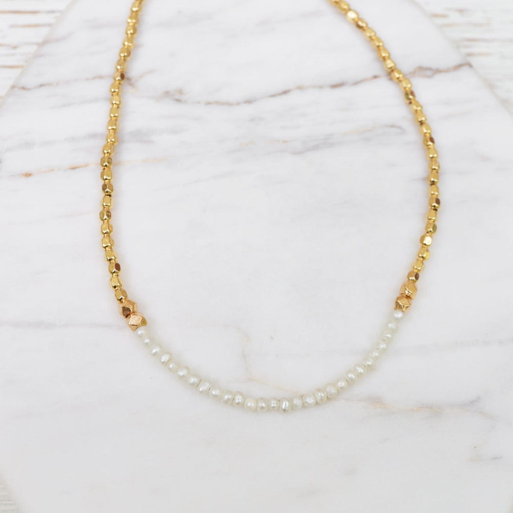 
                  
                    NKL-VRM Gemstone Rondelle Necklace in Keishi Pearl
                  
                