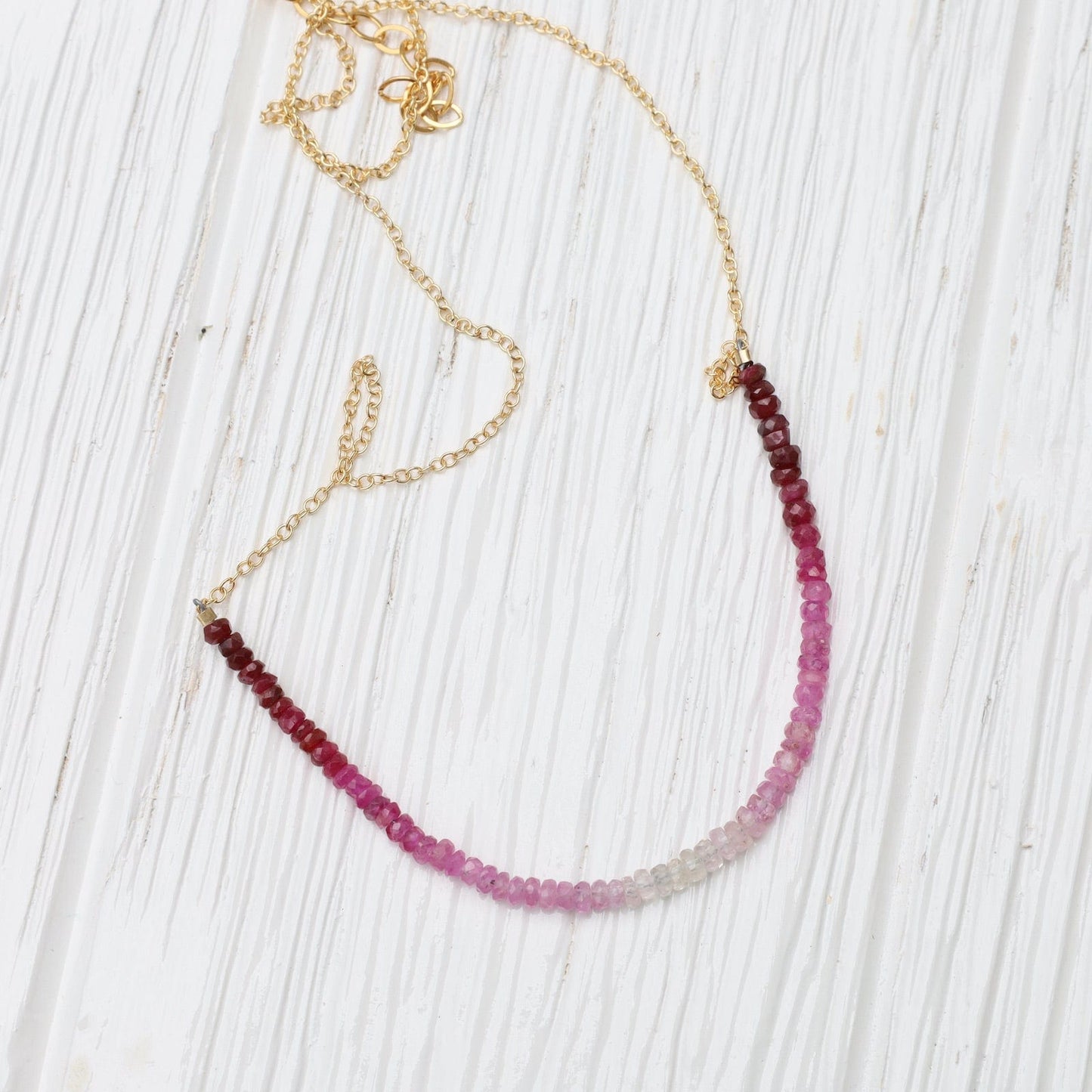 NKL-VRM Gemstone Rondelle Necklace in Ruby Fade