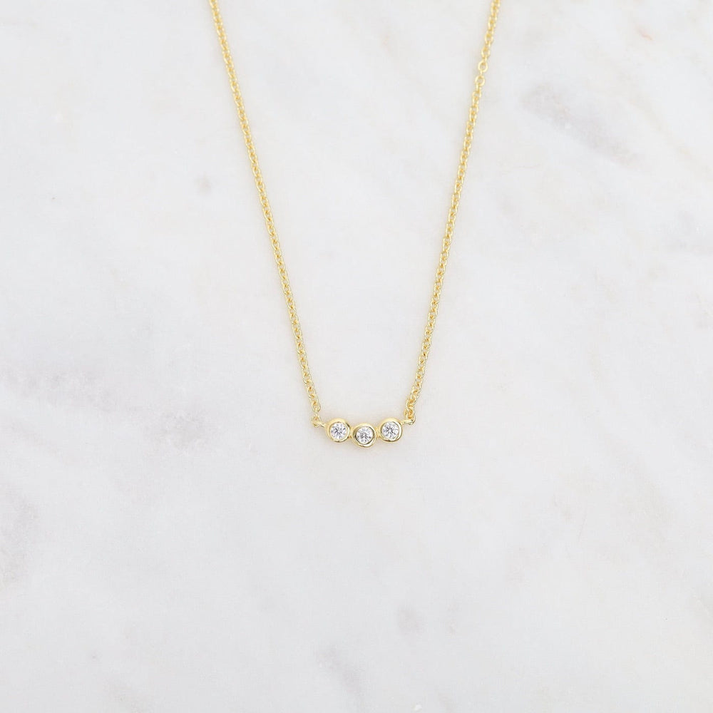 NKL-VRM Gold Vermeil 3 Bezel Set CZ Necklace