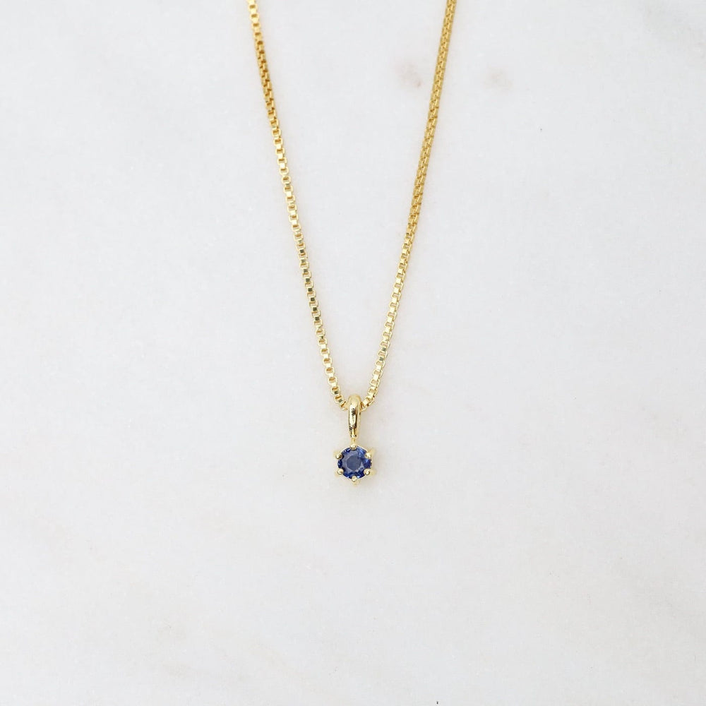 NKL-VRM Gold Vermeil Claw-set Blue Sapphire Necklace