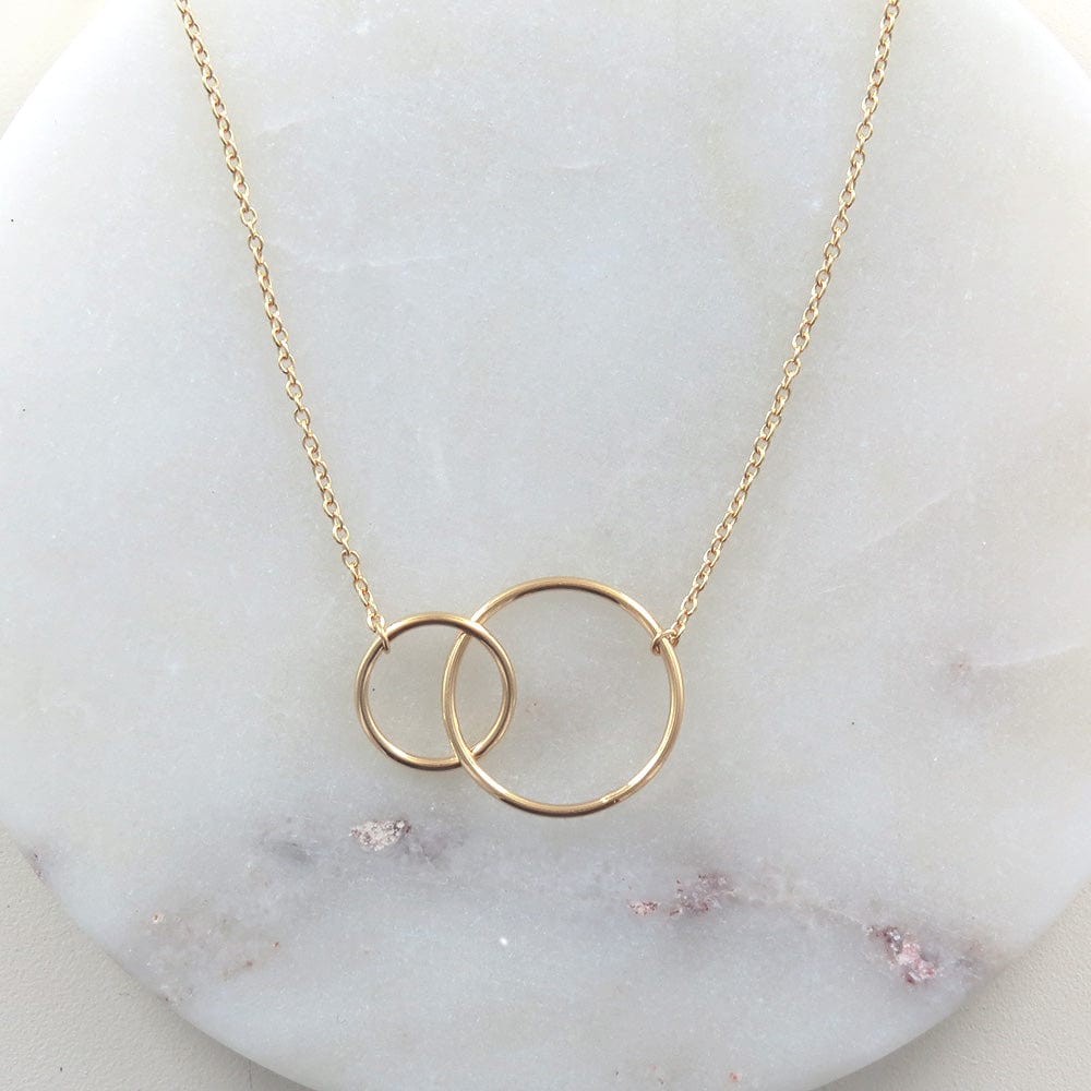14K Yellow-White Gold Diamond Pave and Twisted Rope Interlocking Circles  Necklace | Shop 14k Yellow & white Gold Hampton Necklaces | Gabriel & Co