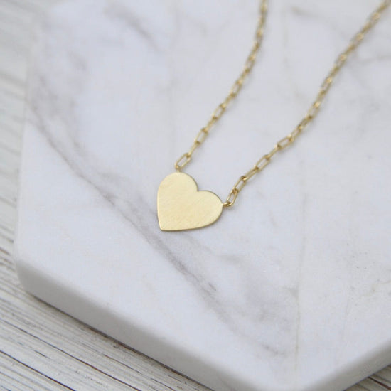 NKL-VRM Gold Vermeil Flat Heart with Parallel Chain Necklace