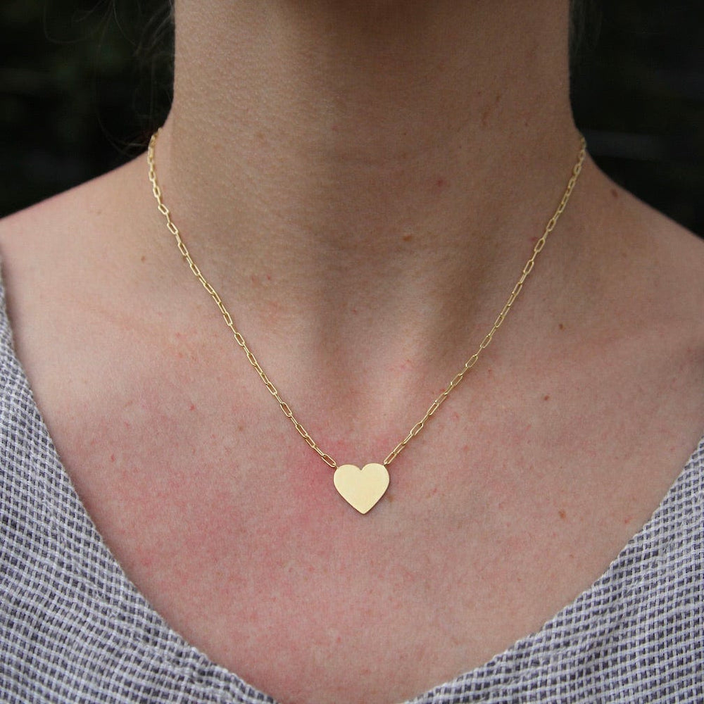 NKL-VRM Gold Vermeil Flat Heart with Parallel Chain Necklace