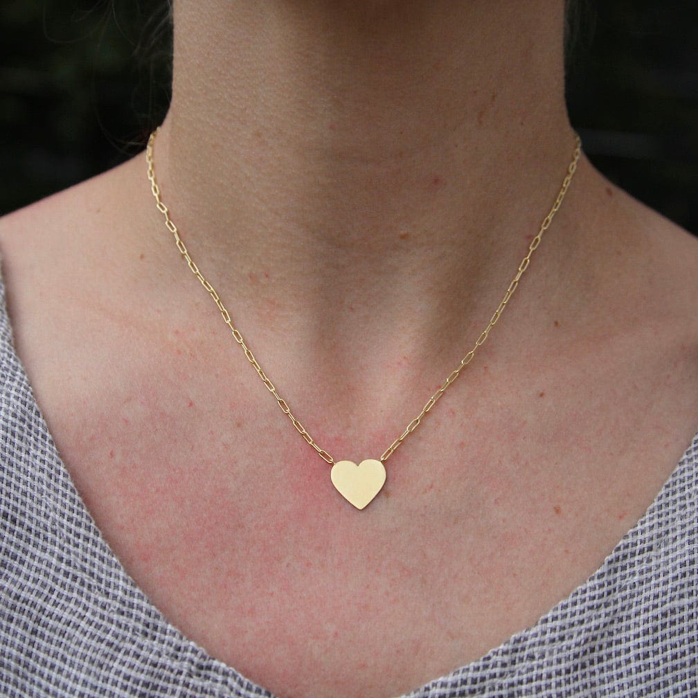 NKL-VRM Gold Vermeil Flat Heart with Parallel Chain Necklace