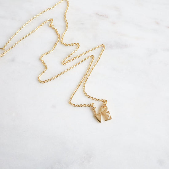 NKL-VRM Gold Vermeil Polished Extra Petite LOVE Sculpture Necklace