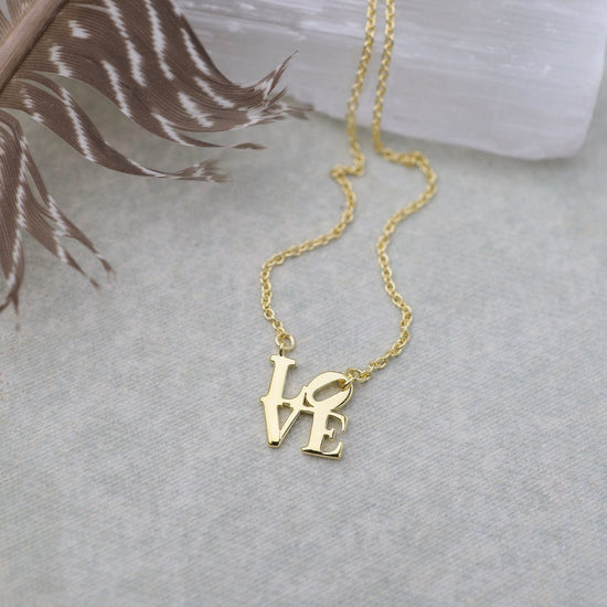 Gold Vermeil Polished Mini LOVE Necklace – Dandelion Jewelry