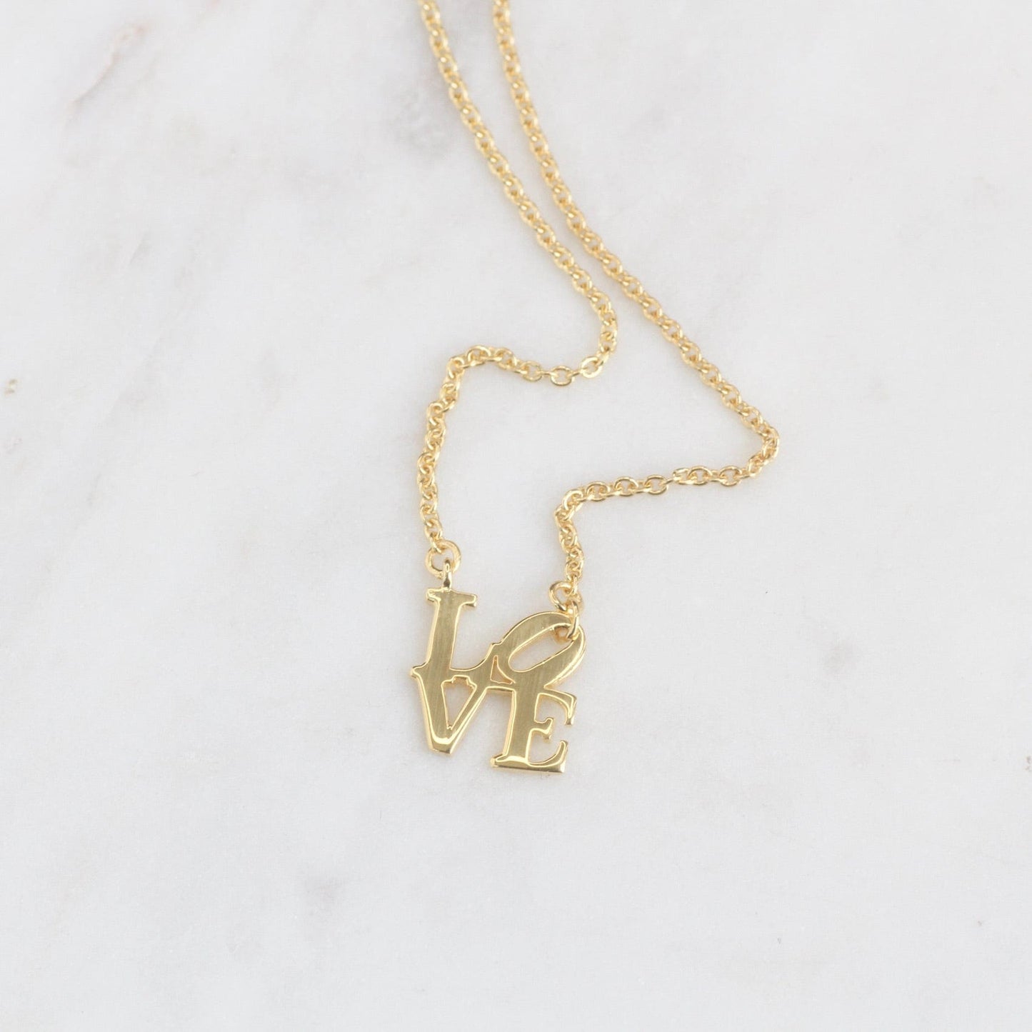 NKL-VRM Gold Vermeil Polished Mini LOVE Sculpture Necklace