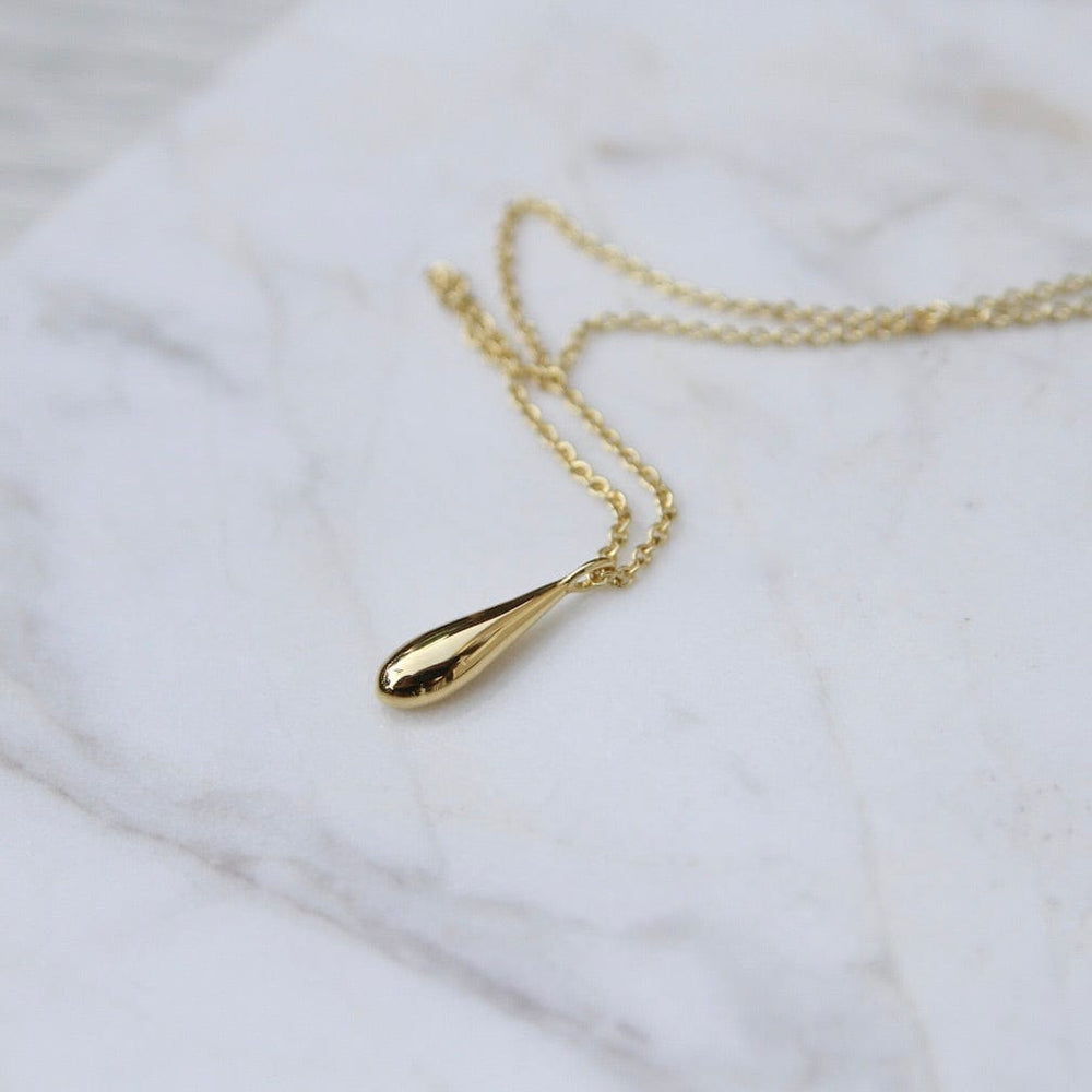 NKL-VRM Gold Vermeil Small Elongated Dew Drop Necklace