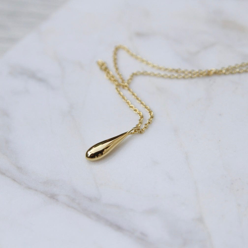 NKL-VRM Gold Vermeil Small Elongated Dew Drop Necklace