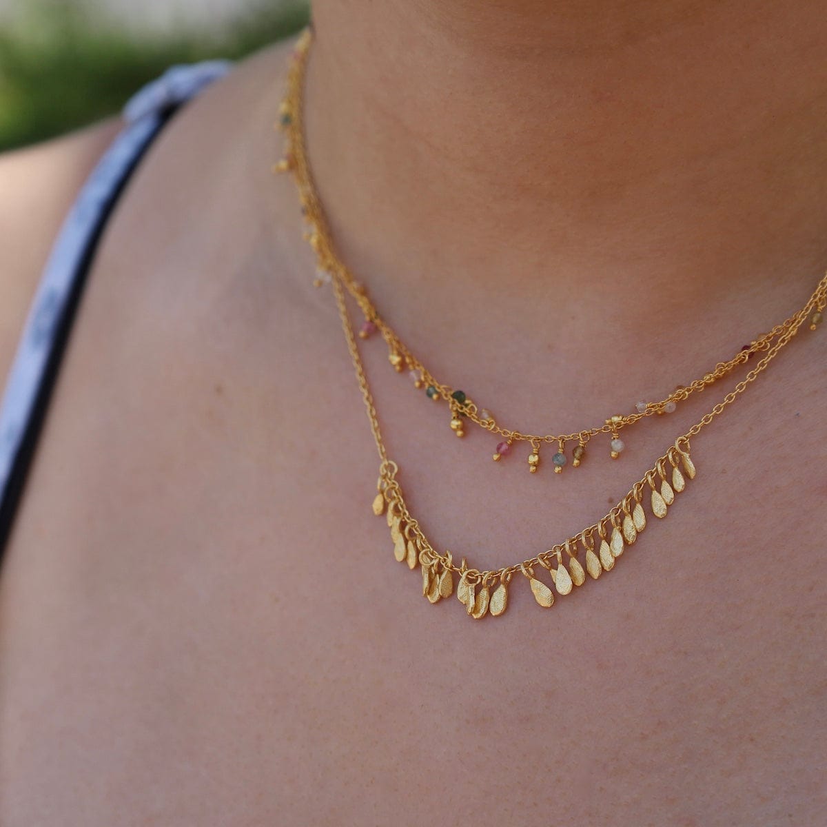 NKL-VRM Gold Vermeil Tourmaline Drops Necklace