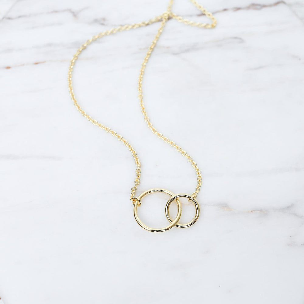 NKL-VRM Gold Vermeil Two Interlocking Circles Necklace - Small