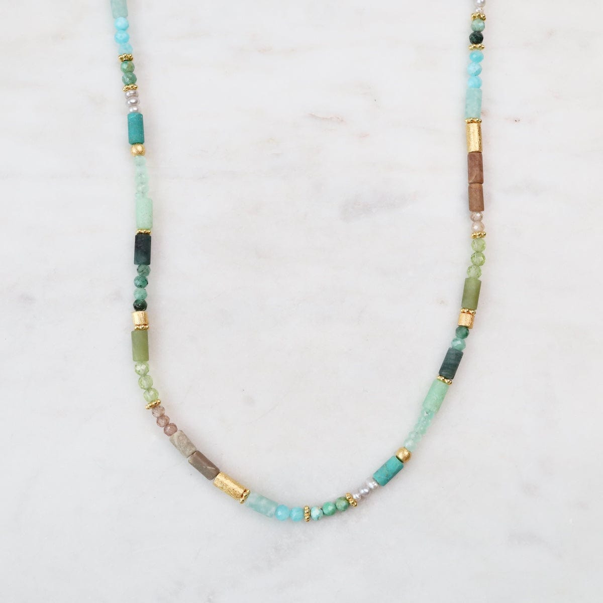 NKL-VRM Green Stone Mix Necklace
