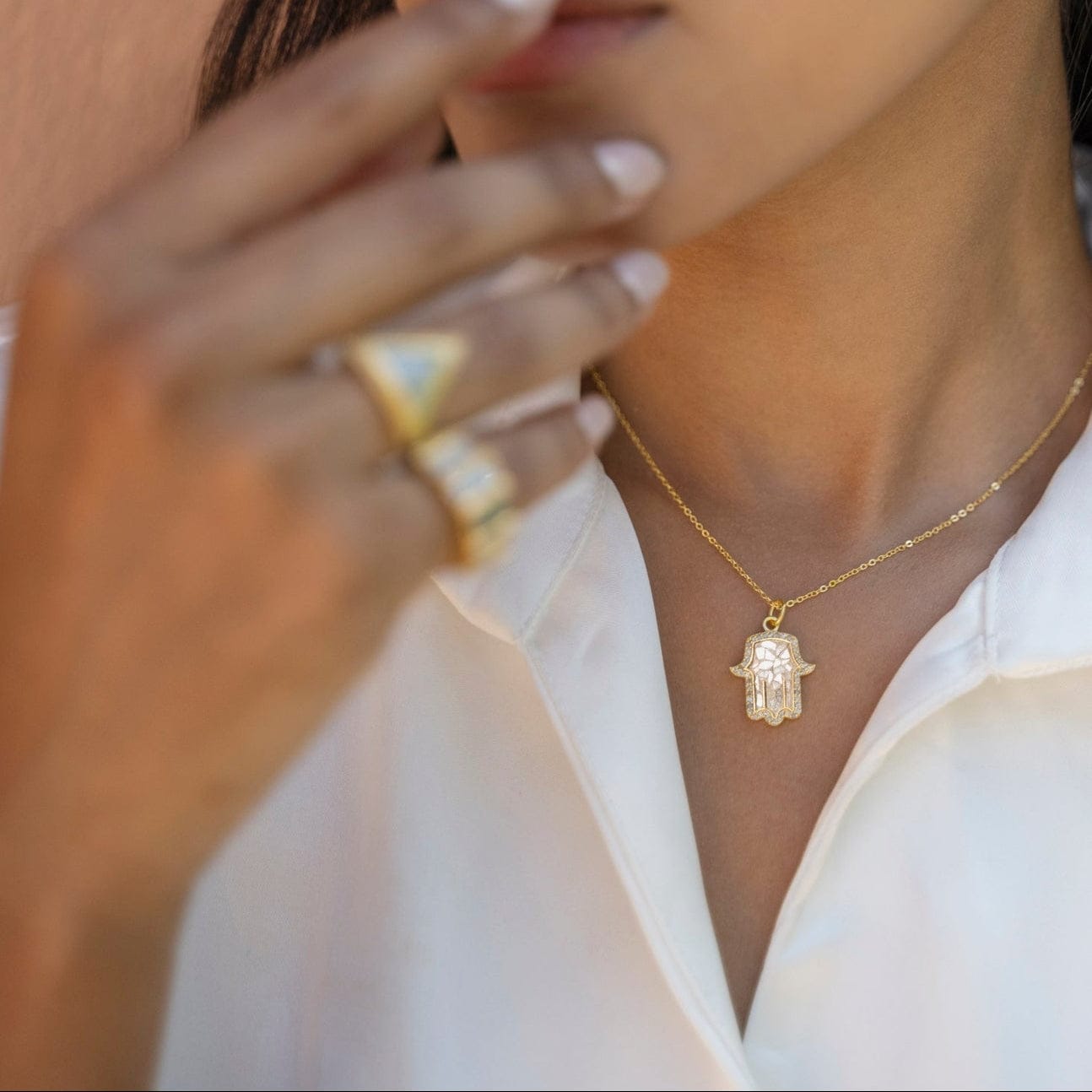 NKL-VRM Hamsa Gold Vermeil Pendant Necklace