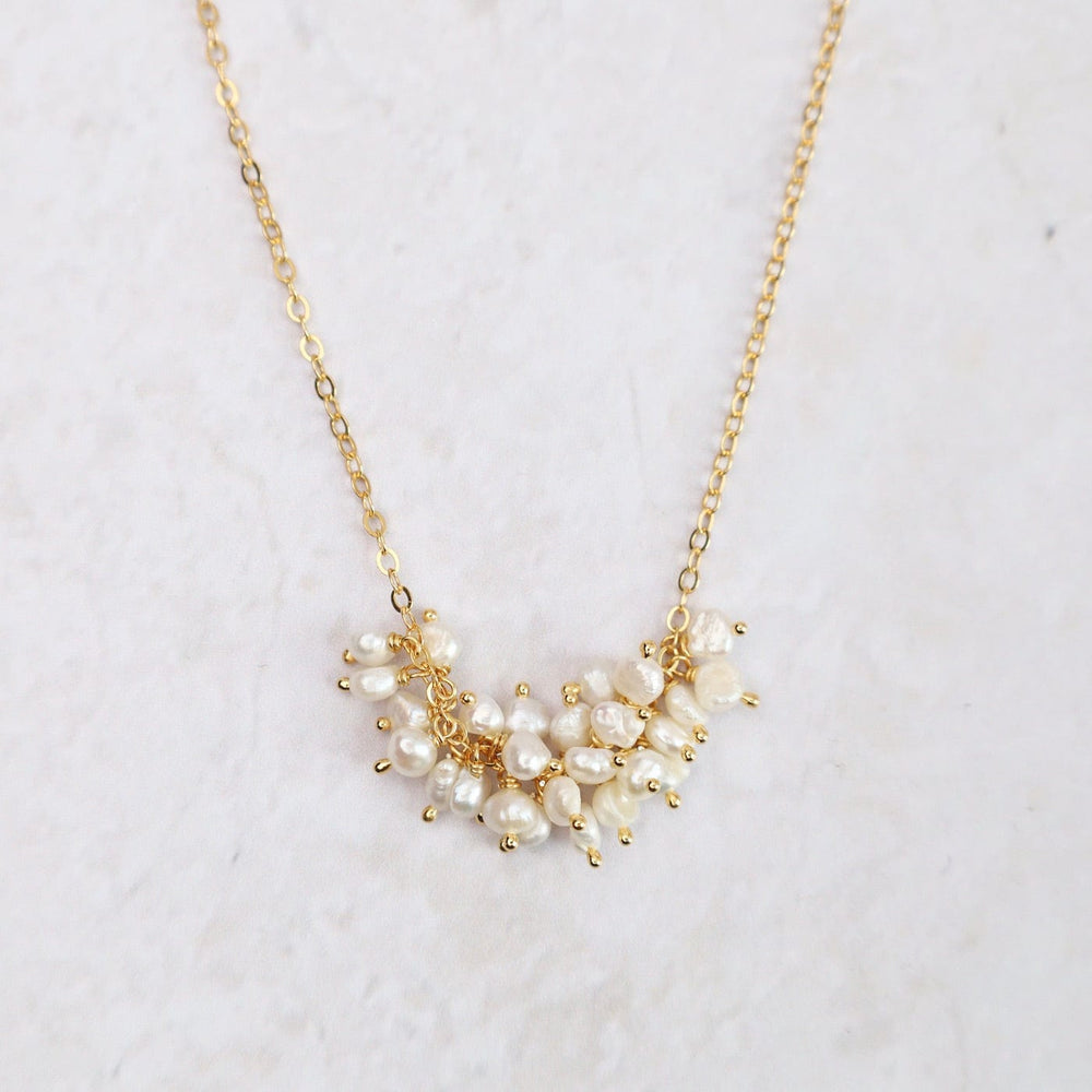 NKL-VRM Horizontal Cluster Necklace - Keishi Pearl