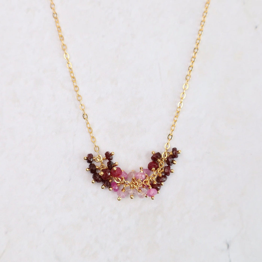 NKL-VRM Horizontal Cluster Necklace - Ruby