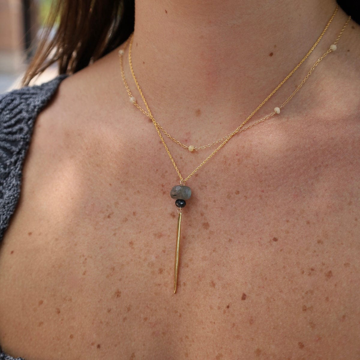 NKL-VRM Labradorite Icicle Pendant Necklace