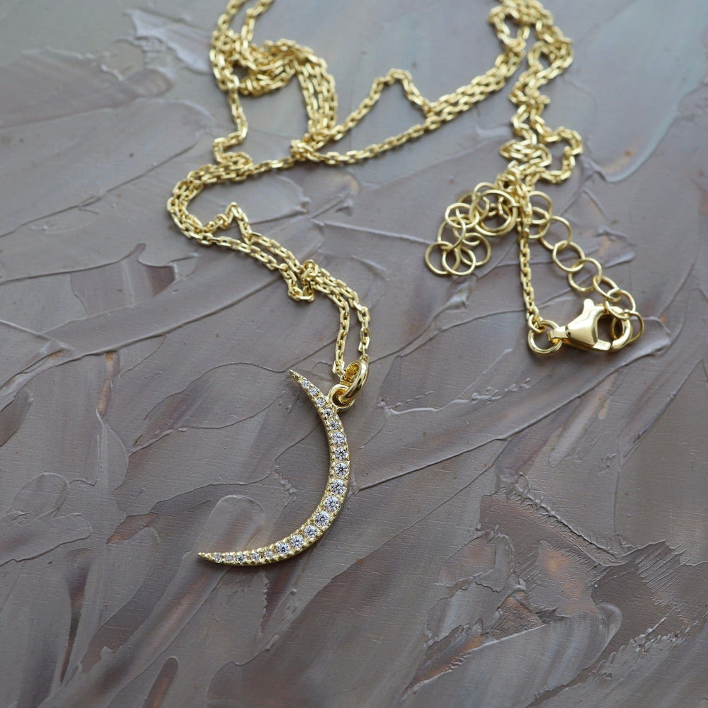 
                  
                    NKL-VRM Large Pave Crescent Moon Necklace in Gold Vermeil
                  
                