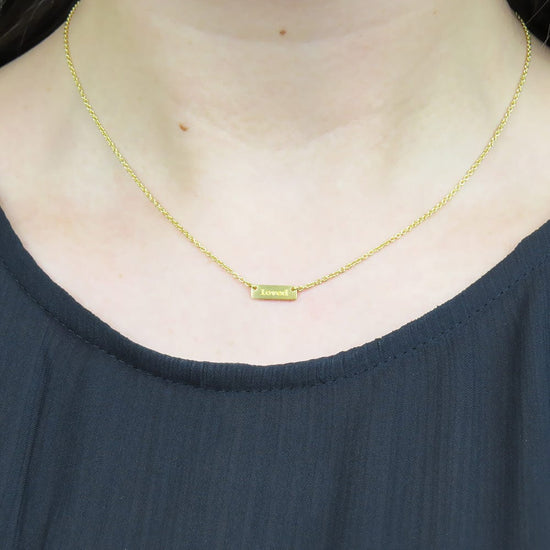 Load image into Gallery viewer, NKL-VRM &amp;quot;LOVED&amp;quot; TINY PLATE BRUSHED GOLD NECKLACE
