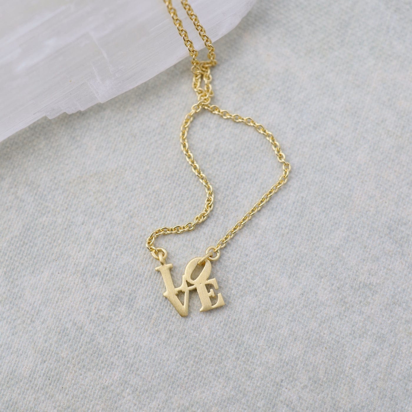 Load image into Gallery viewer, NKL-VRM Matte Gold Vermeil Extra Petite LOVE Necklace
