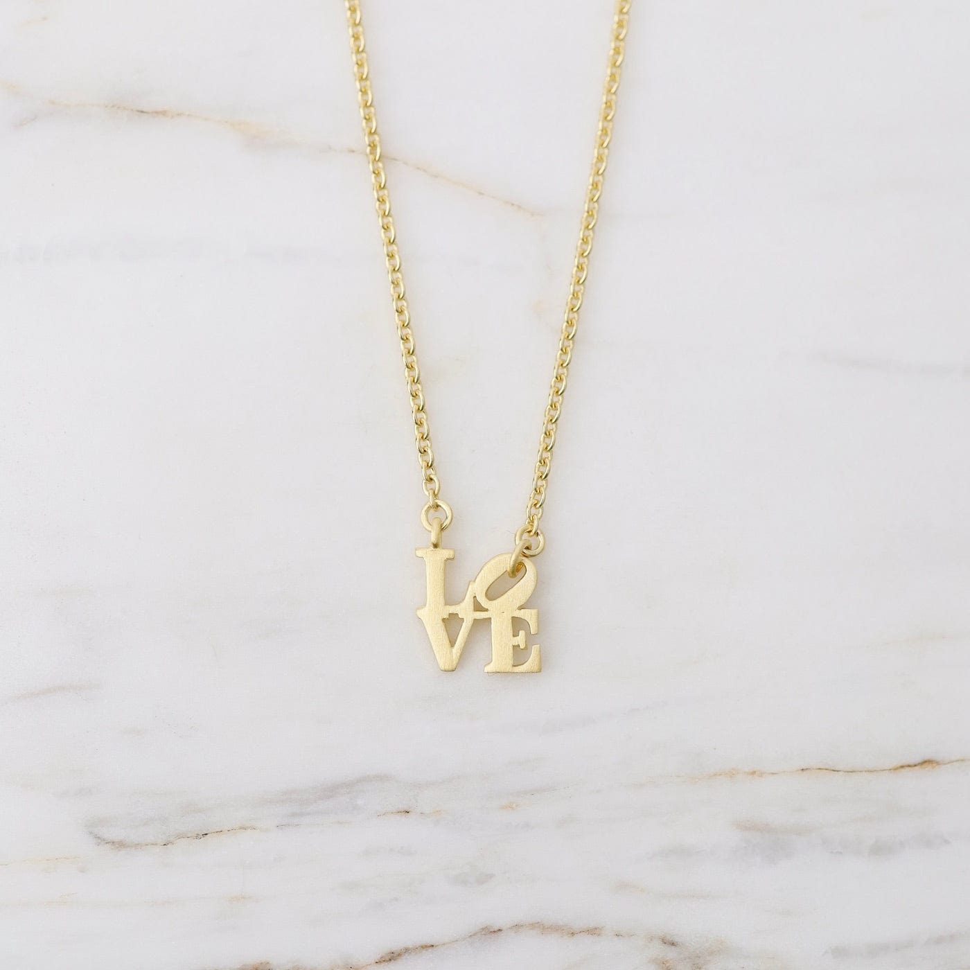 Load image into Gallery viewer, NKL-VRM Matte Gold Vermeil Extra Petite LOVE Necklace
