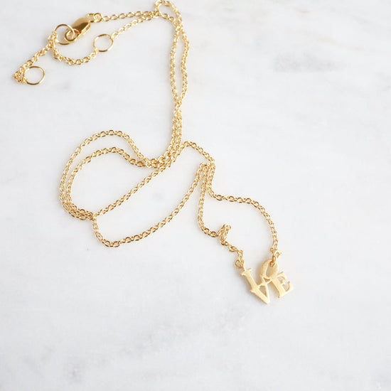 NKL-VRM Matte Gold Vermeil Extra Petite LOVE Sculpture Necklace