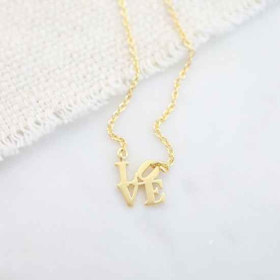 NKL-VRM Matte Gold Vermeil Extra Petite LOVE Sculpture Necklace