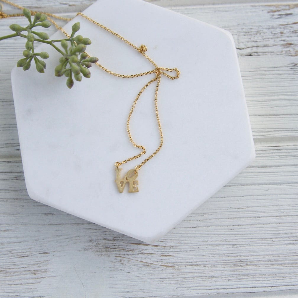 Matte Gold Vermeil Mini LOVE Necklace – Dandelion Jewelry