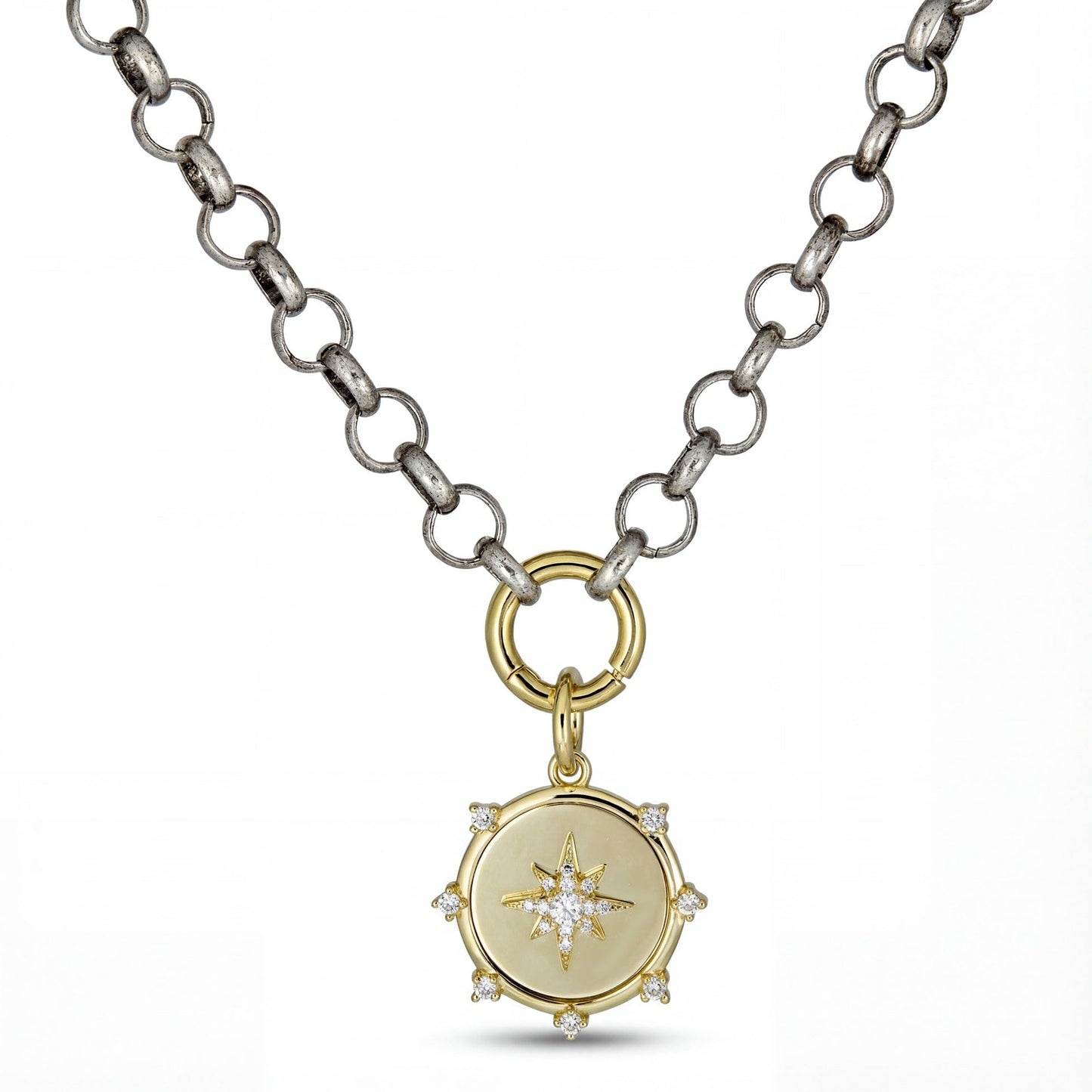 NKL-VRM Mixed Metal Celestial Pendant Necklace
