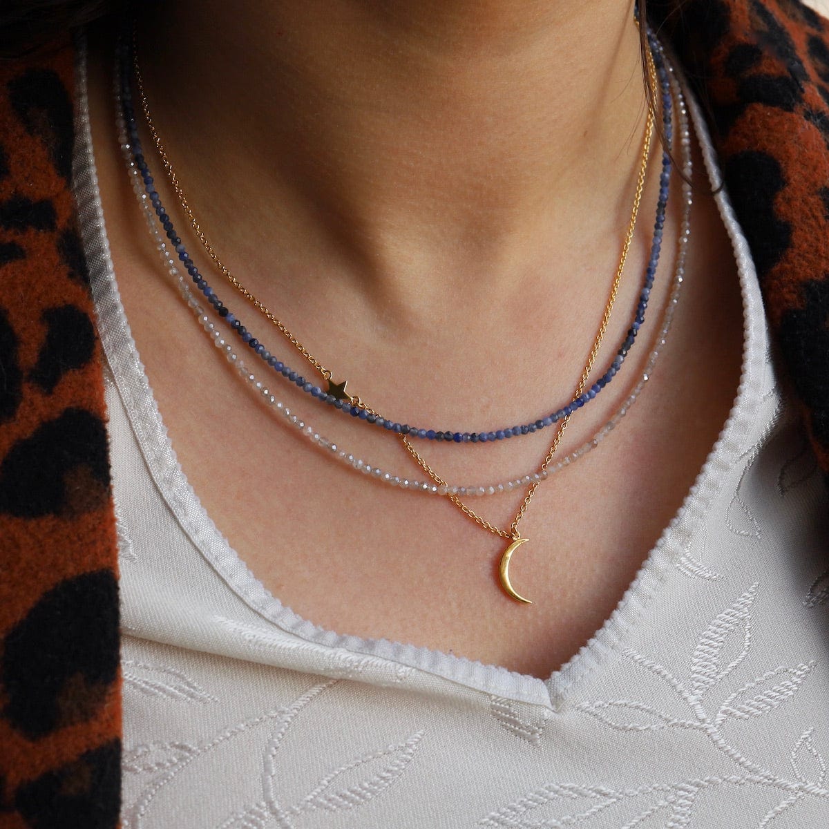 Load image into Gallery viewer, NKL-VRM Moon &amp;amp; Star Necklace - Gold Vermeil
