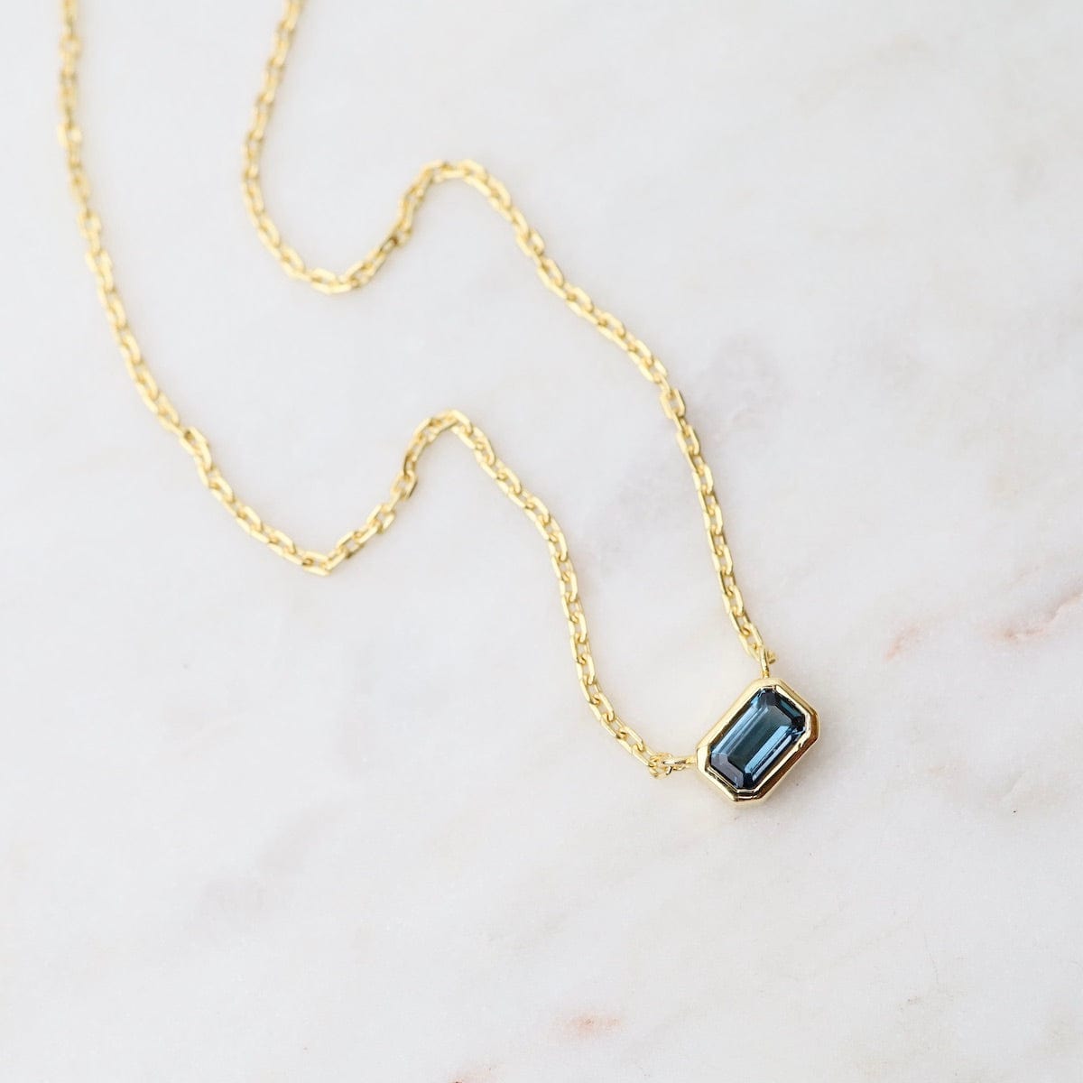 NKL-VRM Octagon London Blue Topaz Necklace - Gold Vermeil