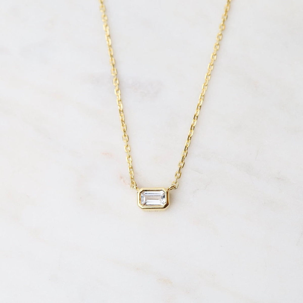 NKL-VRM Octagon White Topaz Necklace - Gold Vermeil