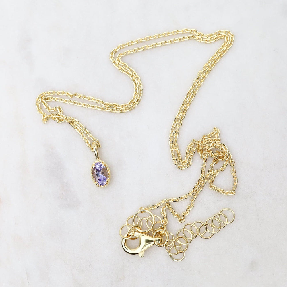 
                  
                    NKL-VRM Oval Tanzanite with Milgrain Edge Necklace - Gold Vermeil
                  
                