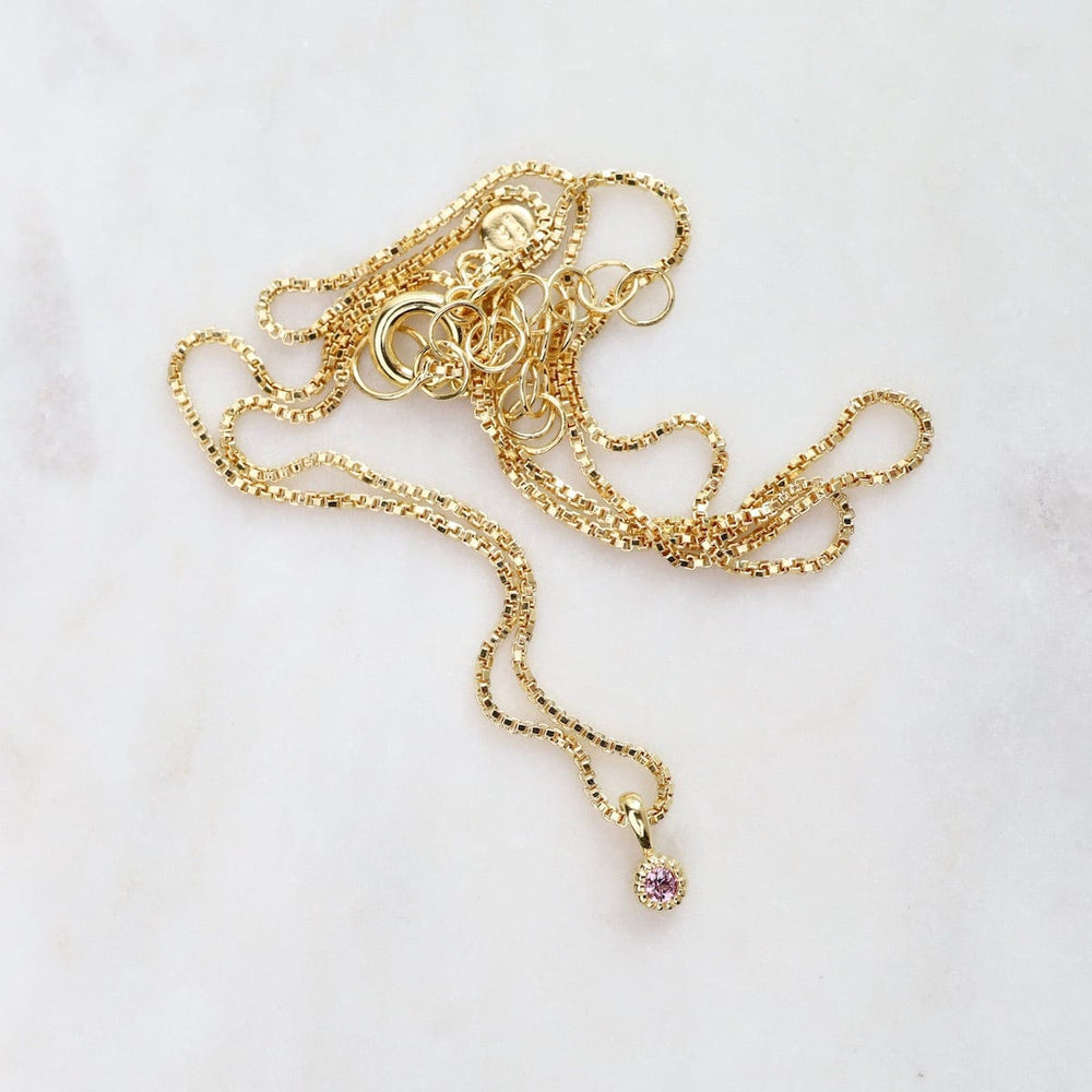 
                  
                    NKL-VRM Pink Sapphire with Milgrain Edge Necklace - Gold Vermeil
                  
                