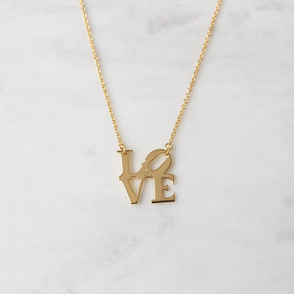 Polished Gold Vermeil LOVE Necklace – Dandelion Jewelry
