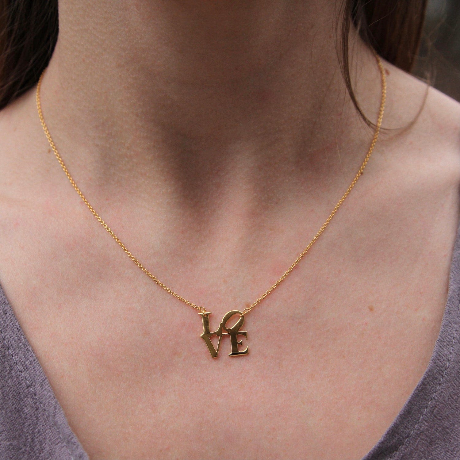 [Golden dew] 18K Gold☆Eternal Love 2(D) Necklace Polished Gold Vermeil LOVE Necklace – Dandelion Jewelry