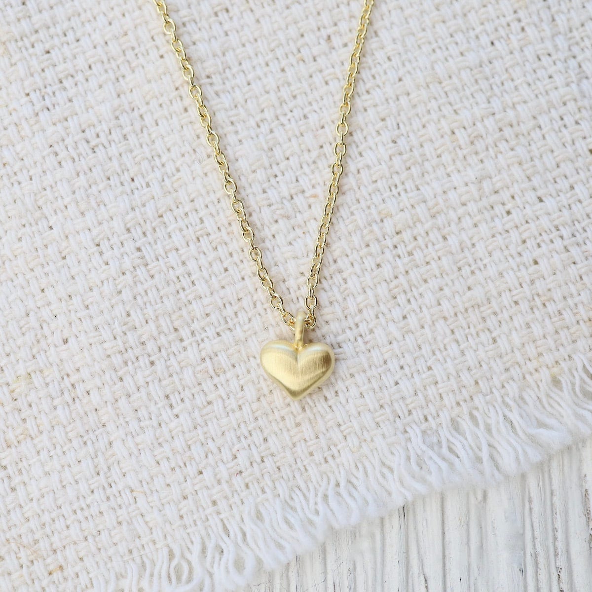 NKL-VRM Puffy Heart Necklace In Brushed Gold Vermeil