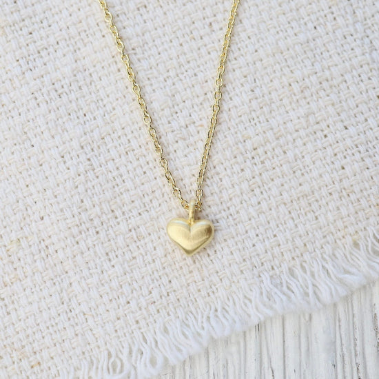 NKL-VRM Puffy Heart Necklace In Brushed Gold Vermeil