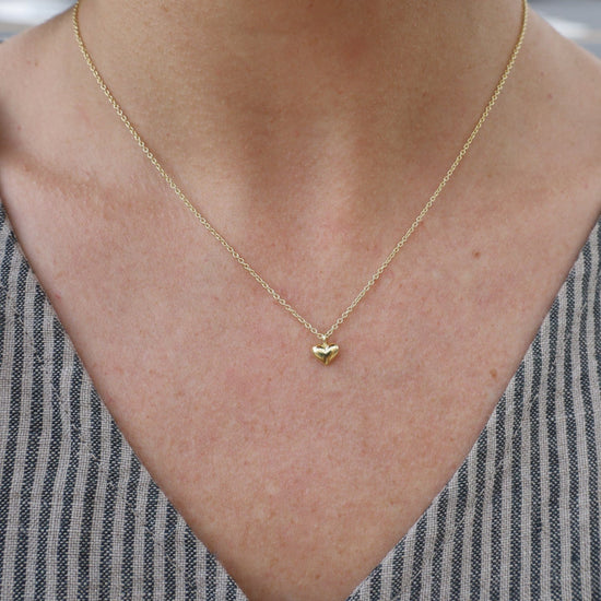 NKL-VRM Puffy Heart Necklace in Gold Vermeil