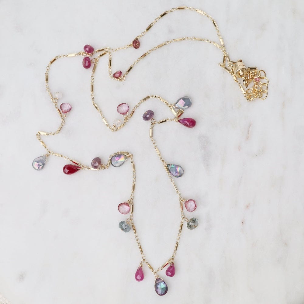 
                      
                        NKL-VRM Rain Fall Necklace with Mystic Topaz & Ruby
                      
                    