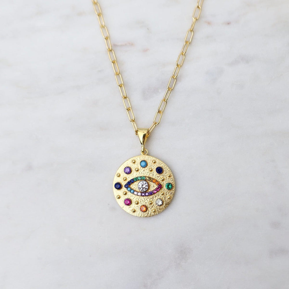 
                  
                    NKL-VRM Rainbow Evil Eye Medallion Necklace
                  
                